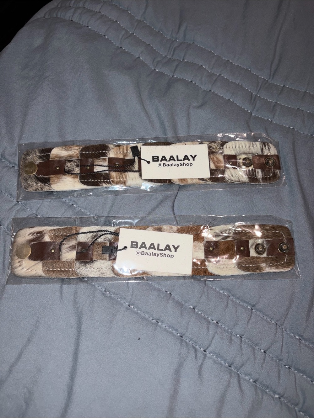 BAALAY Brown Multi cowhide Leather Cuff Bracelet